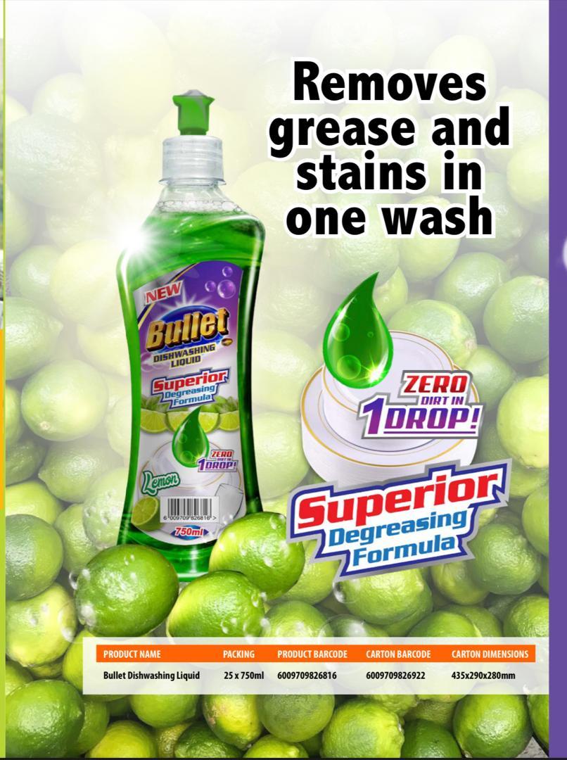 Bullet Dishwash Liquid Lemon 25 X 750ml