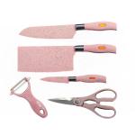 5 Piece Pink Granite Non-Stick Kitchen Knife Set