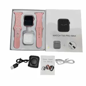 T55 Pro Max Smart Watch with Earbuds & Double Strap