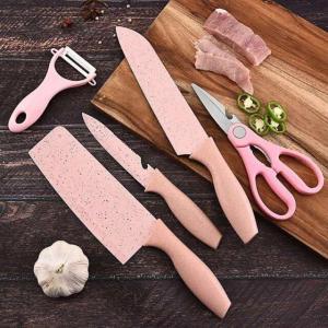 5 Piece Pink Granite Non-Stick Kitchen Knife Set