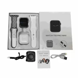 T55 Pro Max Smart Watch with Earbuds & Double Strap